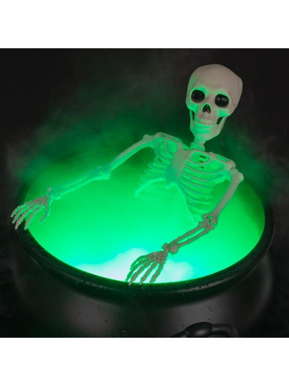 Halloween Decorations Outside - Large Witches Cauldron on Tripod with Skeleton